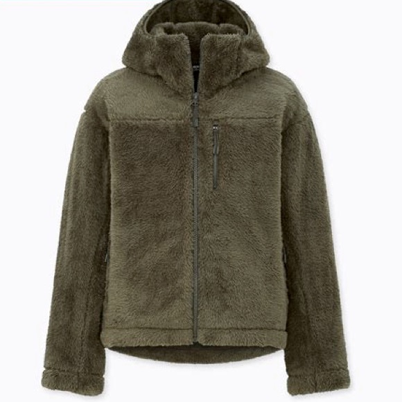 Uniqlo Jackets \u0026 Coats | Women Windproof Fluffy Yarn Fleece Full-Zip Hoodie | Color: Green | Size: M | Sandeescloset's Closet